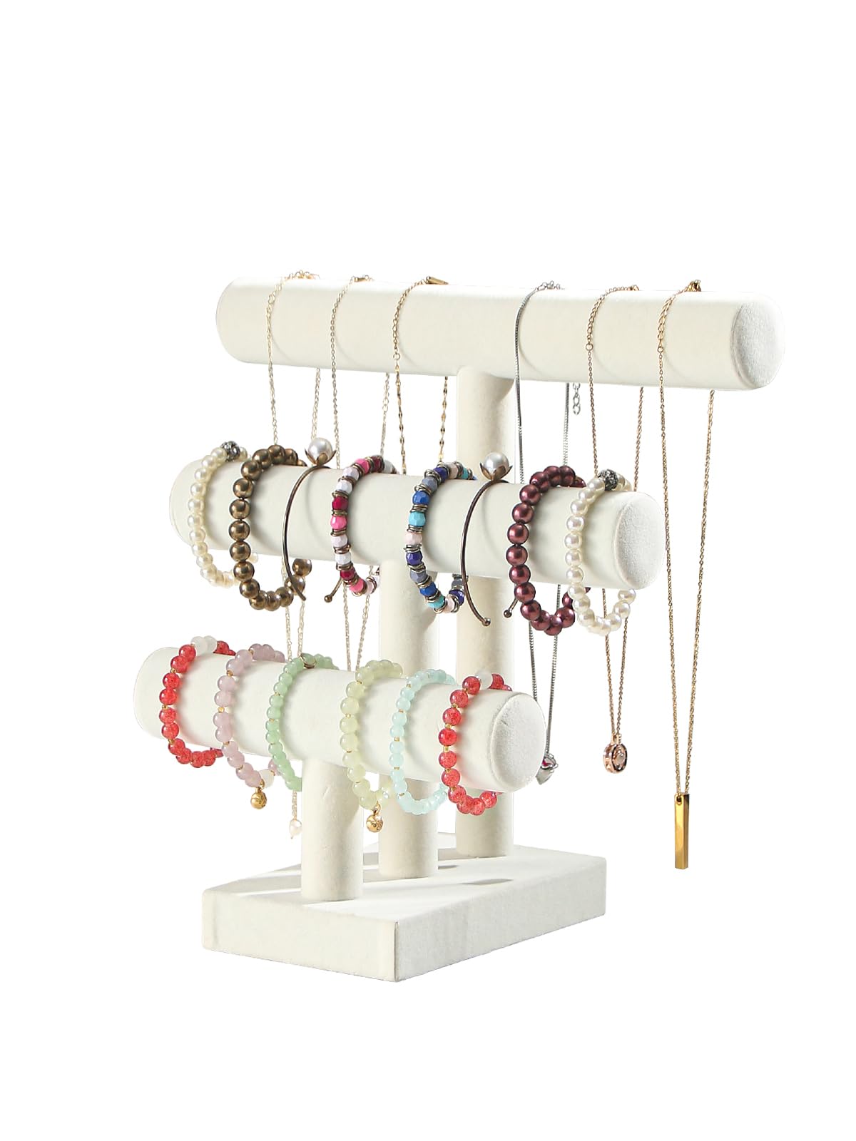 Ausalivan Bracelet Holder Stand,Bracelet Organizer Display for Selling,Bangle Organizer for Women,Watch Storage Holder for Men,Jewelry Business Supplies (Style 2 （Beige 3 Tier ）)