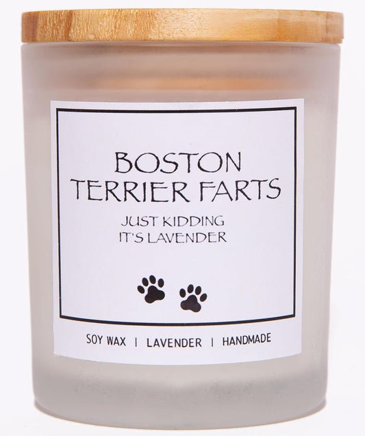 Boston Terrier Gifts & Decor, Boston Terrier Gifts for Women, Dog Farts Candle, Pet Friendly Lavender Scented Candle, Natural Soy Wax & Natural Essential Oils