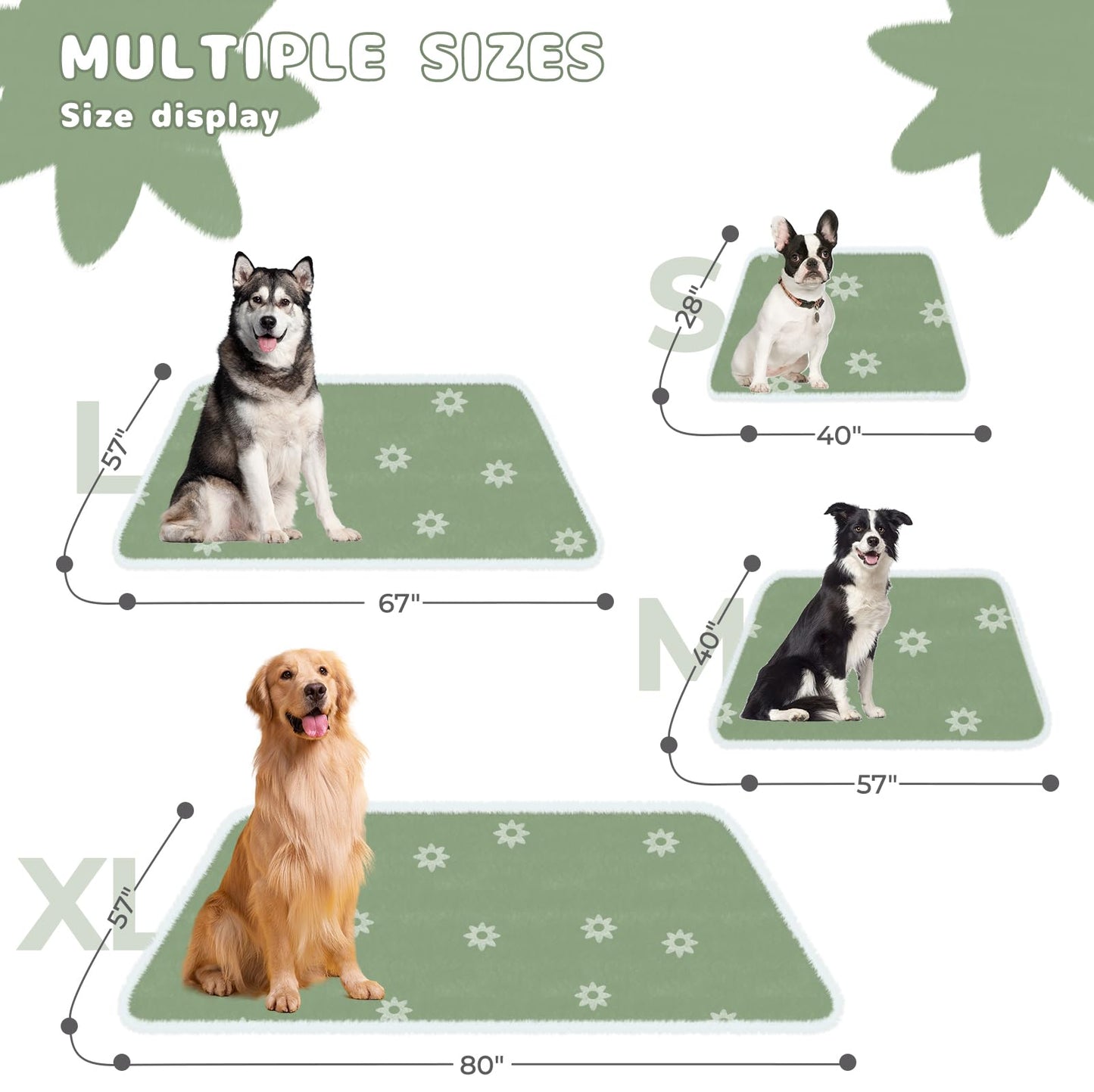 Luciphia Waterproof Pet Blanket for Medium Large Dogs Washable Fluffy Thick Jacquard Shag Fleece Warm Sherpa 3D Textured Flower Print for Cats Puppy Couch Protection (Green,40x28 inches)