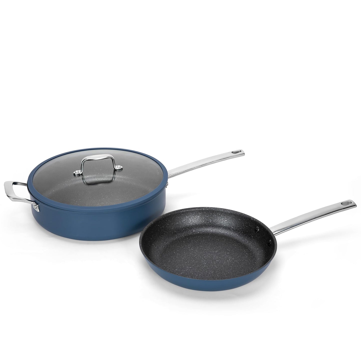MAISON ARTS Nonstick Frying Pans Set 3 Piece, 12" Deep Saute Pan with Lid and 10" Fry Skillet, Induction Cookware Sets with Plasma Titanium Coating