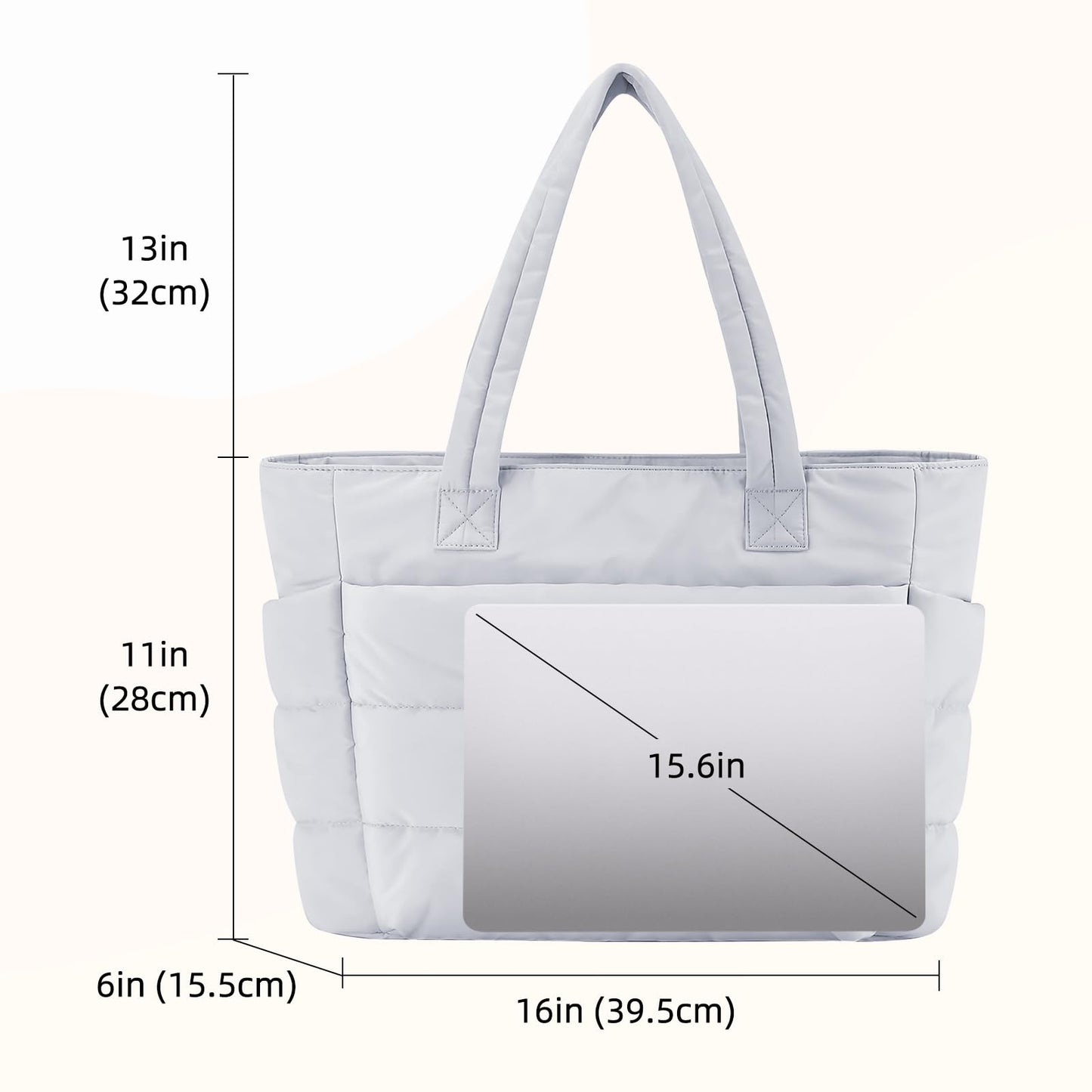 keppesring Tote Bag for Women,single shoulder handbag,with partition and zipper ladies handbag，suitable for travel,work Sport(Light Grey)