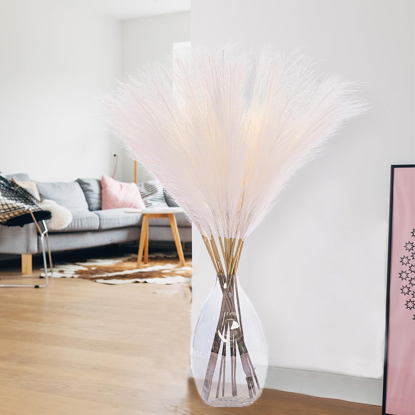 Wttisel 38" 10 Stems White Pampas Grass Tall Decor - Faux Pampas Grass Decor Tall for Floor Vase Boho Home Wedding Mothers Day Decoration