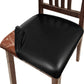 Lufyzora Pu Leather Dining Chair Seat Covers Set of 4, Waterproof Dining Seat Covers Stretch Chair Covers for Dining Chairs/Kitchen Room/Hotel, Odorless Seat Covers for Kitchen Chairs (Black - 4 PCS)