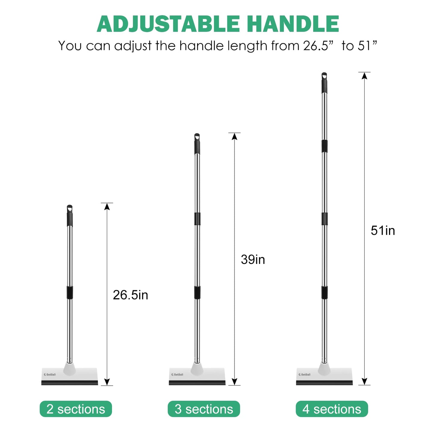 SetSail Floor Scrub Brush with 51-Inch Long Adjustable Handle 2 in 1 Scrape Brush Stiff Bristle Floor Scrubber for Cleaning Shower Bathroom Garage Kitchen Wall Deck Tub Tile