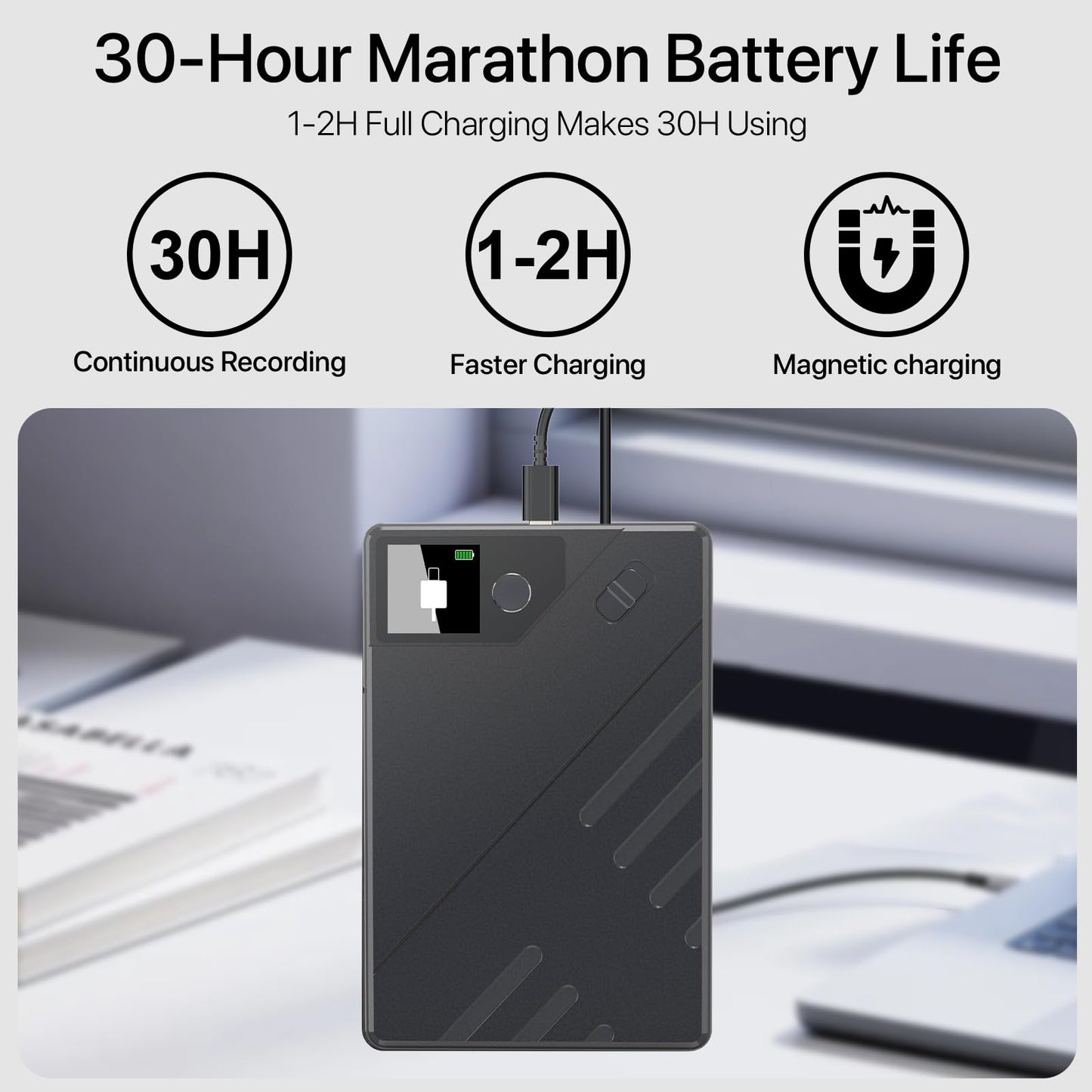 AI Voice Recorder, App Control, Transcribe & Summarize by ChatGPT, Support 112 Languages, 60H Recording, 64GB Memory, Digital Audio Recorder for Lectures, Meetings, Calls