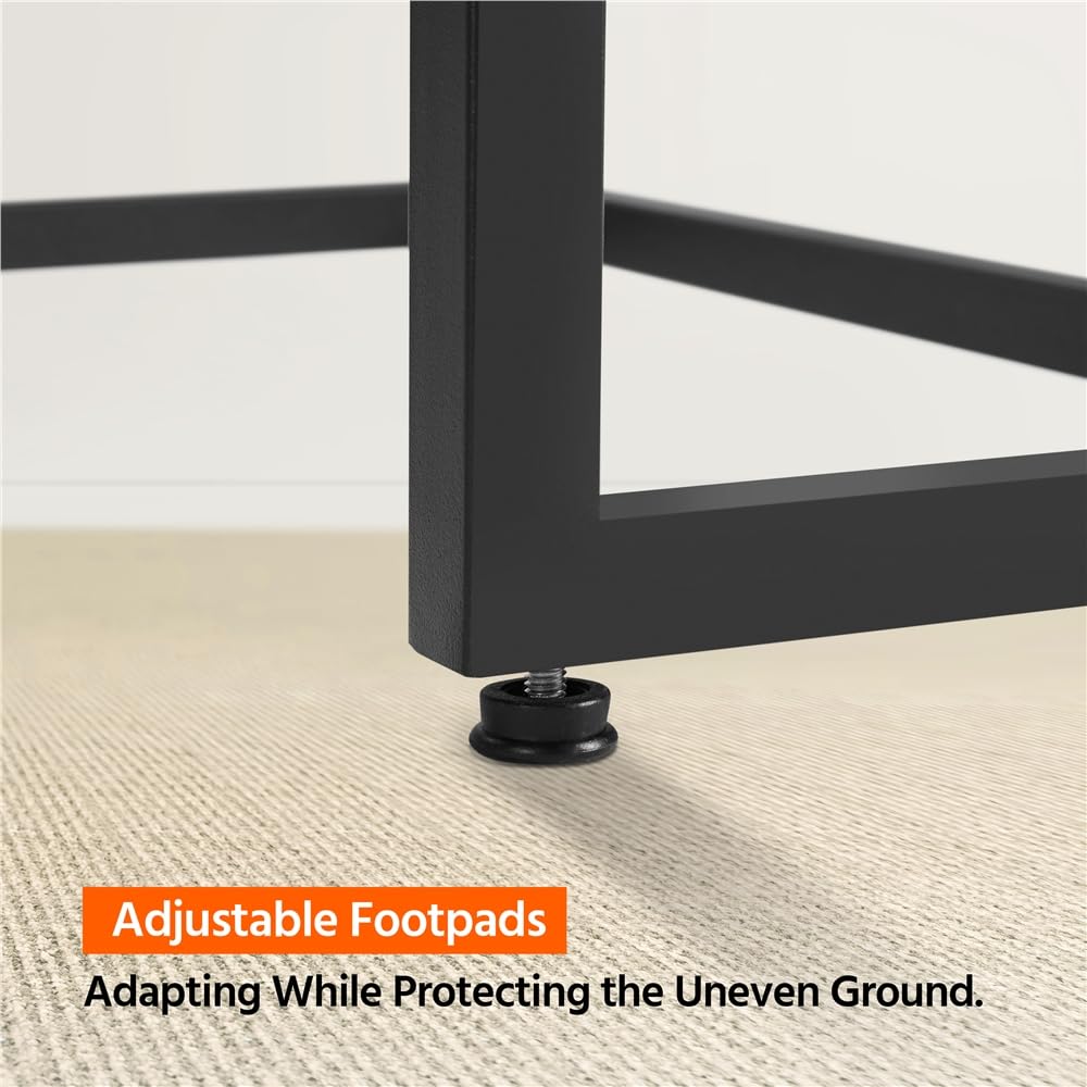 Yaheetech 42 Inch Console Table, Tempered Glass Entryway Table, 2-Tier Sofa Tables with Storage Shelves, Entrance Tables for Hallway Living Room, Black