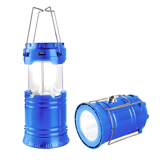 LED Camping Lantern, Solar and Rechargeable Lantern Flashlight Collapsible and Portable Light for Daily/Camp/Hiking/Night Fishing/Emergency/Hurricanes/Storm(Blue, 1 Pack)