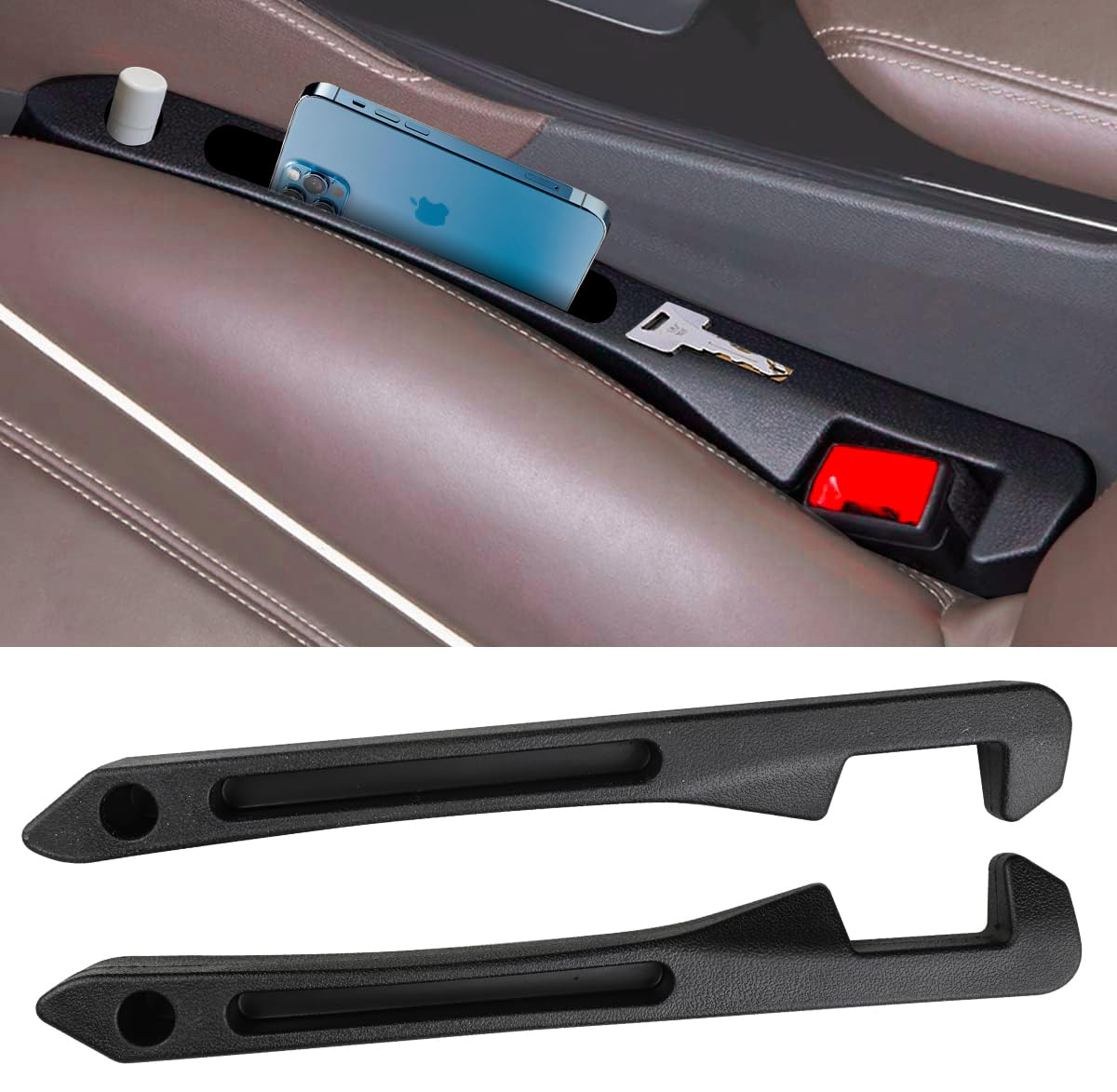 Car Seat Gap Filler Universal for Car SUV Truck Accessories Seat Gap Blocker Fit Organizer Fill The Gap Between Seat and Console Stop Things from Dropping Pack of 2 Black