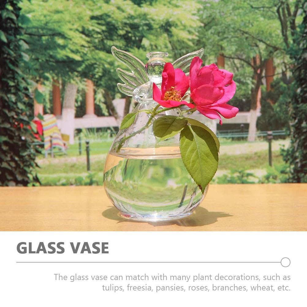 IMIKEYA Angel Hanging Glass Plant Vase: 2pcs Tiny Angel Flower Planter for Hydroponic Plants & Home Garden Decor