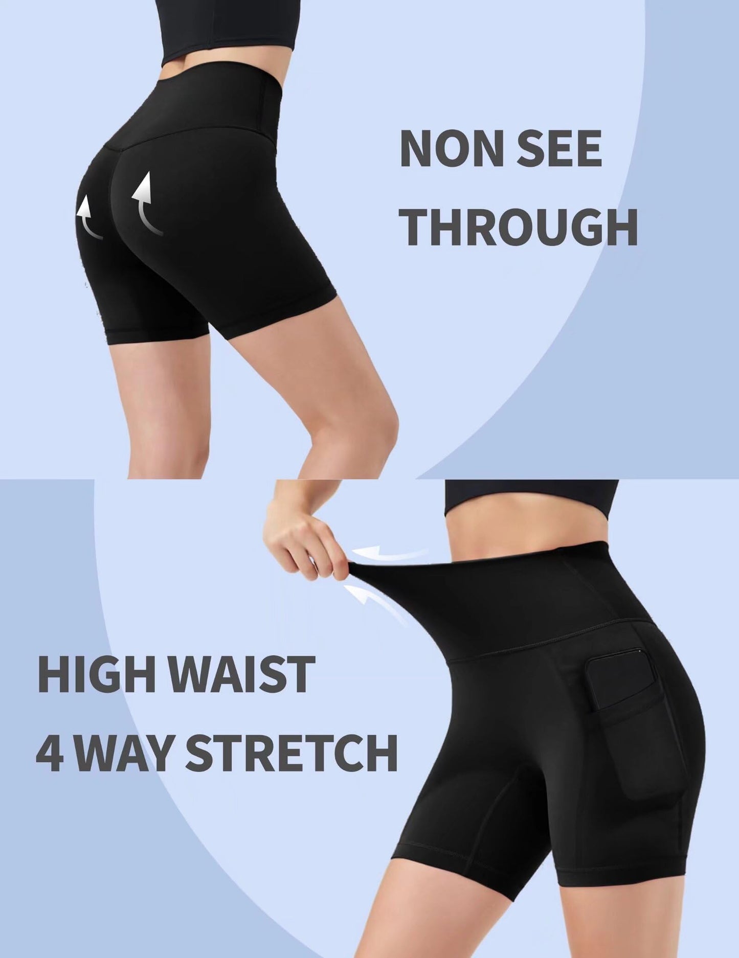 Noblarm 3 Pack Biker Shorts with Pockets Women,5” Soft High Waist Tummy Control Yoga Workout Athletic Running