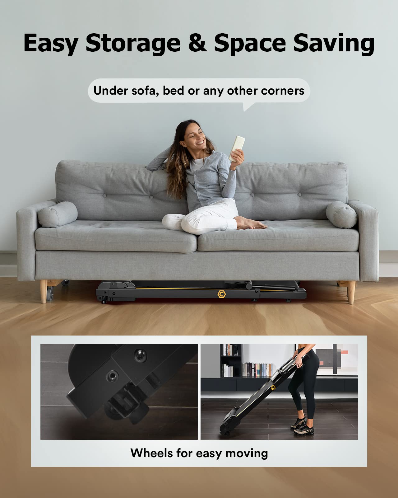 UREVO Walking Pad Treadmills for Home Office, Under Desk Compact Design Treadmill Portable Walking Pad Treadmill with Remote Control, LED Display