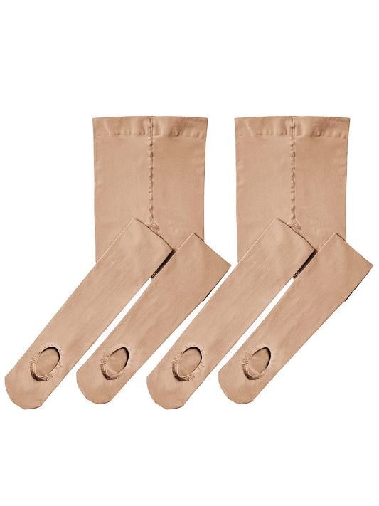 Stelle Girls Women Ballet Dance Convertible Tights Ultra Soft Pro Transition Tights (2Tan, 9-14years)