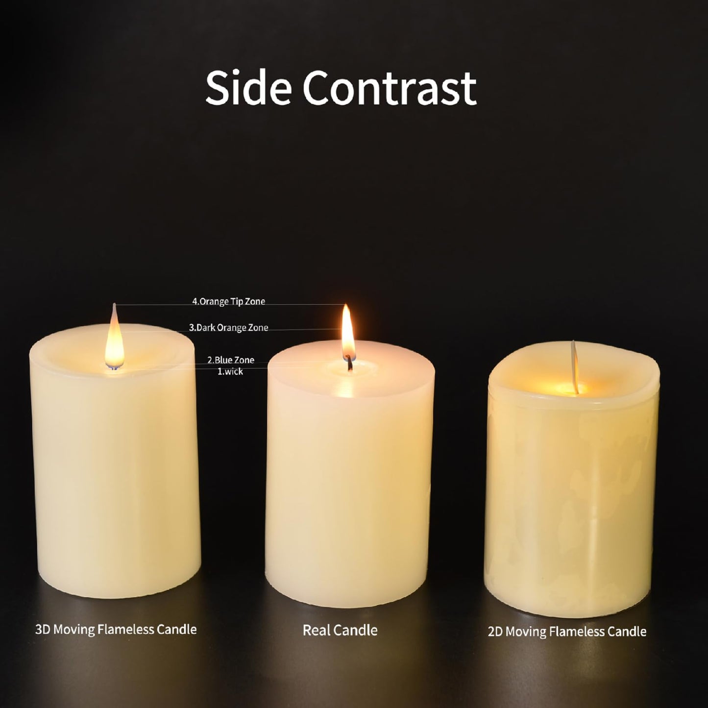 CozierGlow Brown Bark Wax Flameless Pillar Candles with Remote Timer, 3D Moving Flame Led Candles up to 400 Hours with 2AA Batteries, Set of 2(3''x6''), Remote Included (Brown).