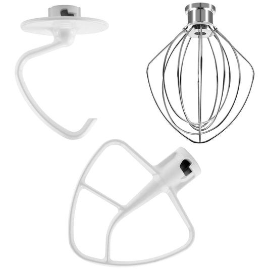 Stand Mixer Attachments K45WW Stainless Steel Wire Whip K45DH Dough Hook K45B Coated Flat Blade Paddle for 4.5-5.0 QT Kitchen Tilt-Head Stand Mixer K45 KSM75 KSM90 KSM95 KSM110 Series by Fetechmate