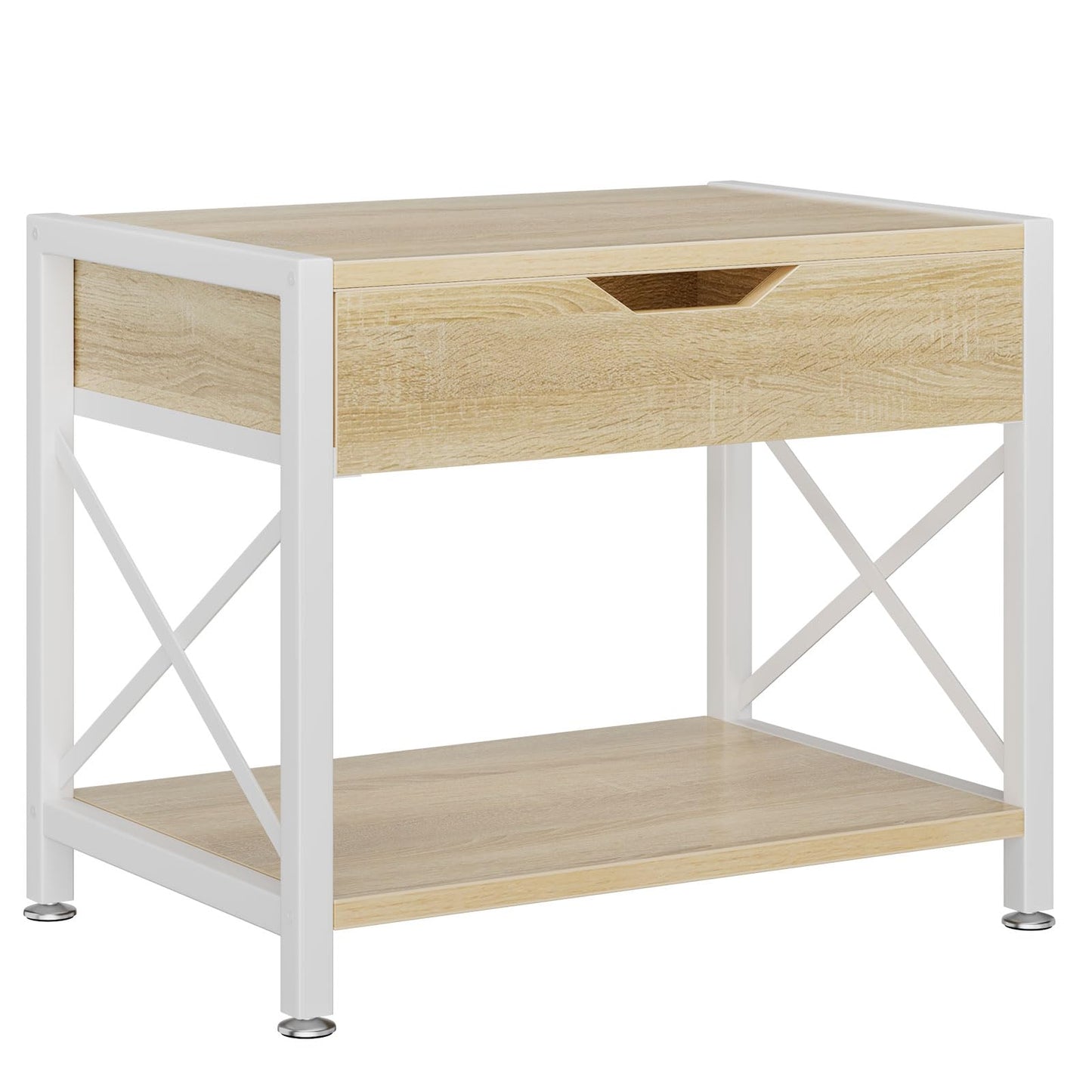 IBUYKE 2 Tier Desktop Printer Stand,Multi-Purpose Desk Organizer,Wooden Printer Stand with Drawer Storage for Folders,Books,for Fax Machine, Scanner,Home Office,Light Wood TLJ012R