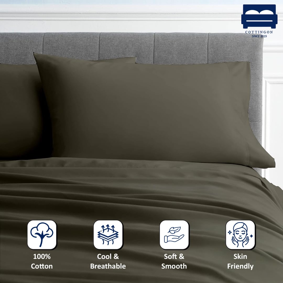 RV King Sheet Set - 4 Piece Cotton Bedding Set, Fits Up to 15" Deep Mattress, RV King 72" x 80", Dark Grey Solid