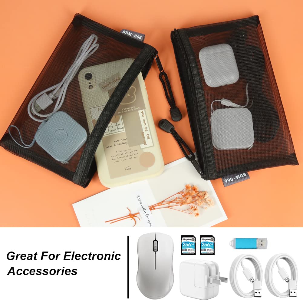 JOINDO 6 Pcs Small Makeup Bag for Purse, Mesh Cosmetic Bags, Portable Mesh Zipper Pouch Toiletry Bag Organizing Pouches for Travel (Black)