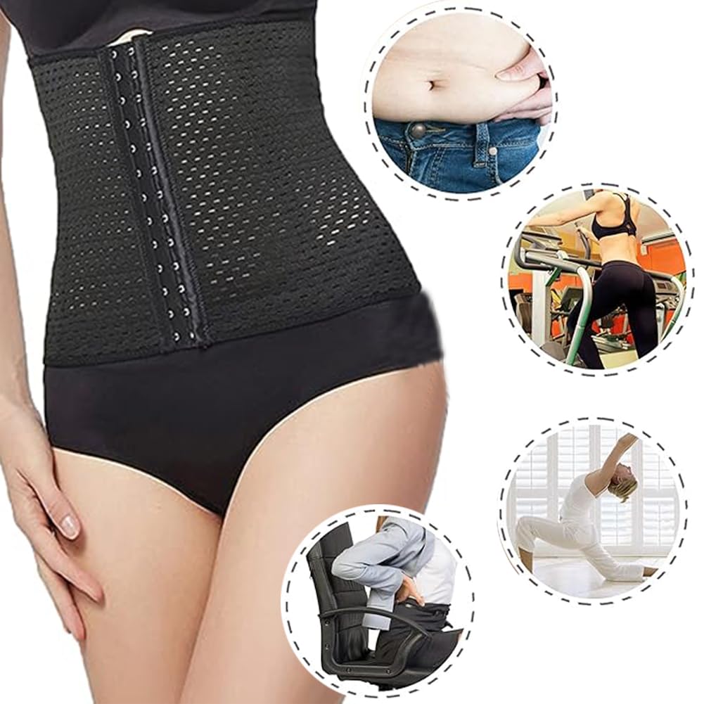 Youloveit Women's Waist Trainer Corset for Everyday Wear Steel Boned Tummy Control Body Shaper with Adjustable Hooks(Black,S)