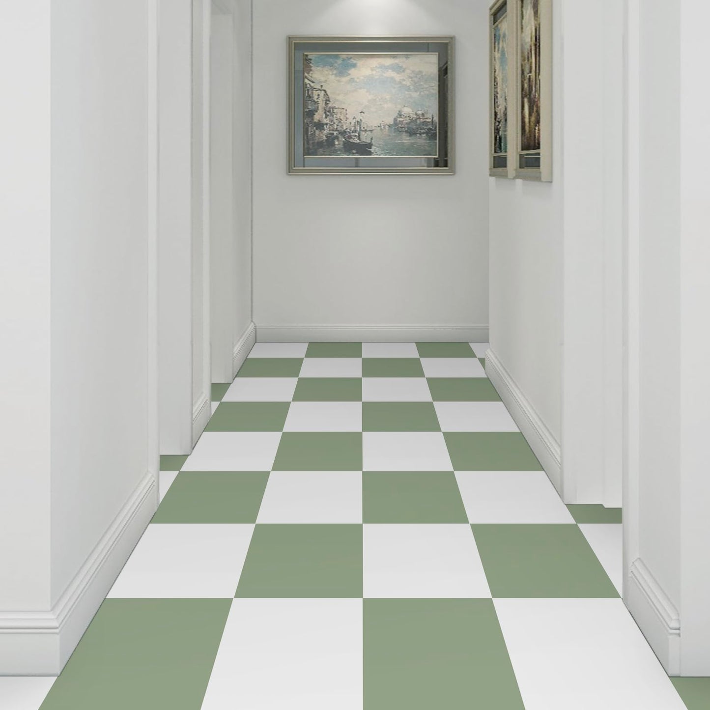 Alow 20pcs Peel and Stick Floor Tile Waterproof, Light Green Vinyl Flooring Easy to use, Peel and Stick Flooring Suit for Bathroom,Kitchen,Toilet(12inX12in)