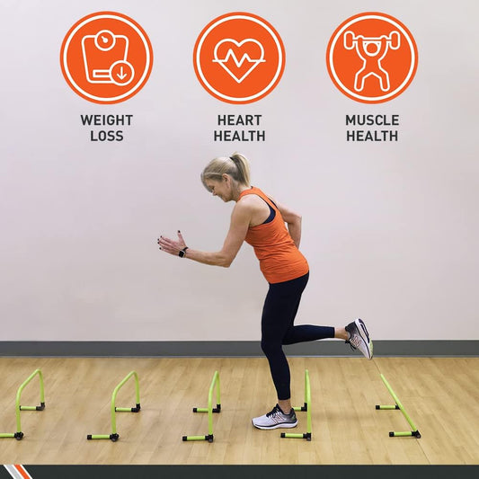 Body Sport Adjustable Athletic Speed Training Hurdles, Jumping & Speed Training Fitness Equipment, Hurdles for Track & Field, Basketball, Soccer & More, Set of 5