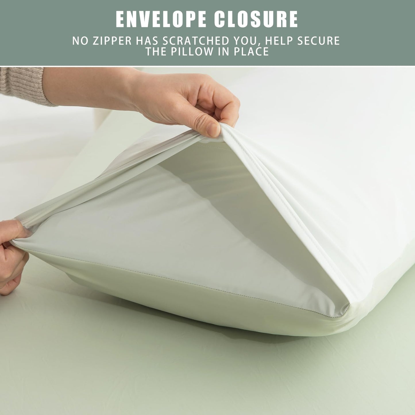 TELUS Cooling Body Pillow Case, Silky Soft Breathable Pillowcase with Envelope Close, Stay Cool All Night Pillow Cover for Hot Sleepers and Night Sweats, 20x54 Inch, Green