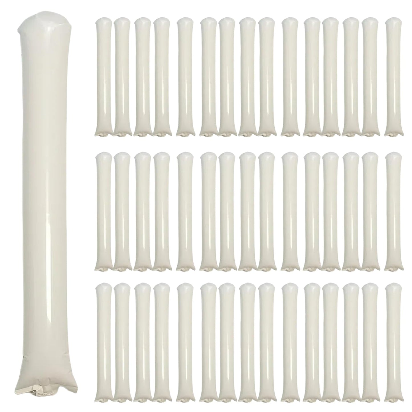 ROSEBB 48pcs Round Head Boom Sticks Thunder Sticks Cheering Sticks Team Spirit Plastic Cheerleading Spirit Stick Clapper Inflatable Noise Maker Sports Supply (White)