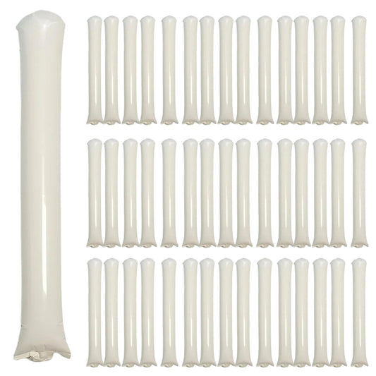 ROSEBB 48pcs Round Head Boom Sticks Thunder Sticks Cheering Sticks Team Spirit Plastic Cheerleading Spirit Stick Clapper Inflatable Noise Maker Sports Supply (White)