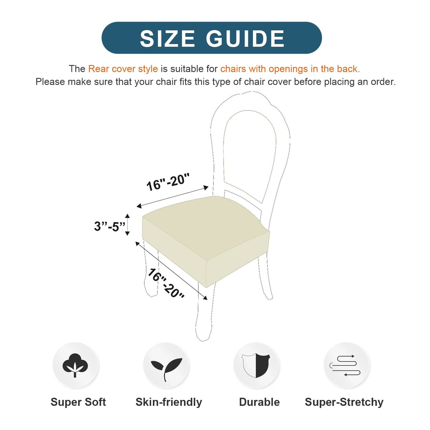 Genina Waterproof Seat Covers for Dining Room Chair Covers Waterproof Dining Chair Covers (4 PCS-Rear-Covered, Taupe)