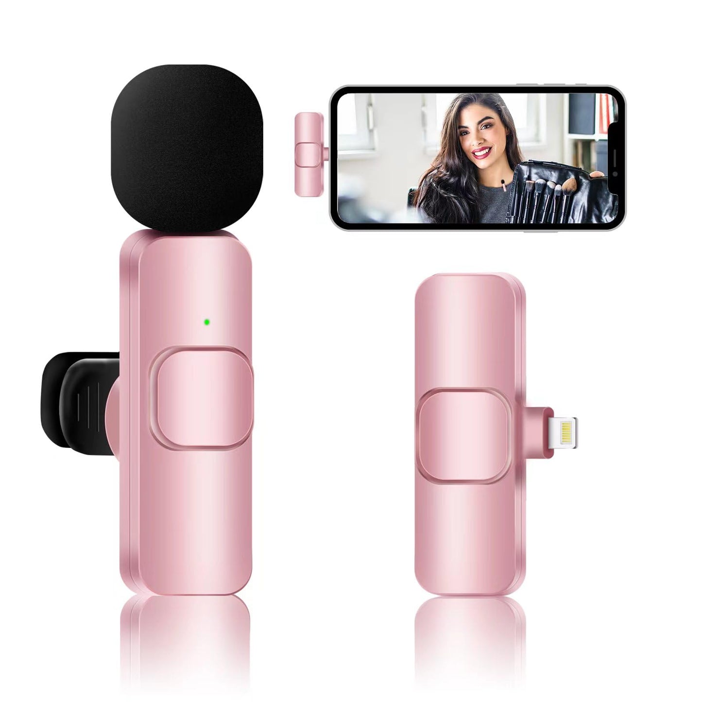 LAGIZOEC Pink Wireless Lavalier Microphone for iPhone iPad, Recording Mini Microphones, Professional Mini Mic for Interview Video Vlog YouTube