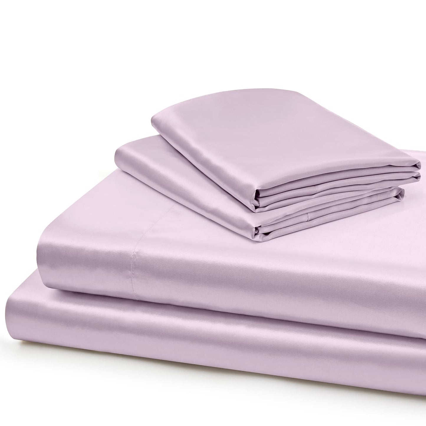 Vonty Satin Sheets Extra Deep Pocket Queen Sheet Sets - Cooling & Silky Satin Queen Size Sheets with 18-24 Inch Deep Pocket, Luxury Lavender Satin Bed Sheets Fit Up to 24" Deep Mattress - 4 Piece
