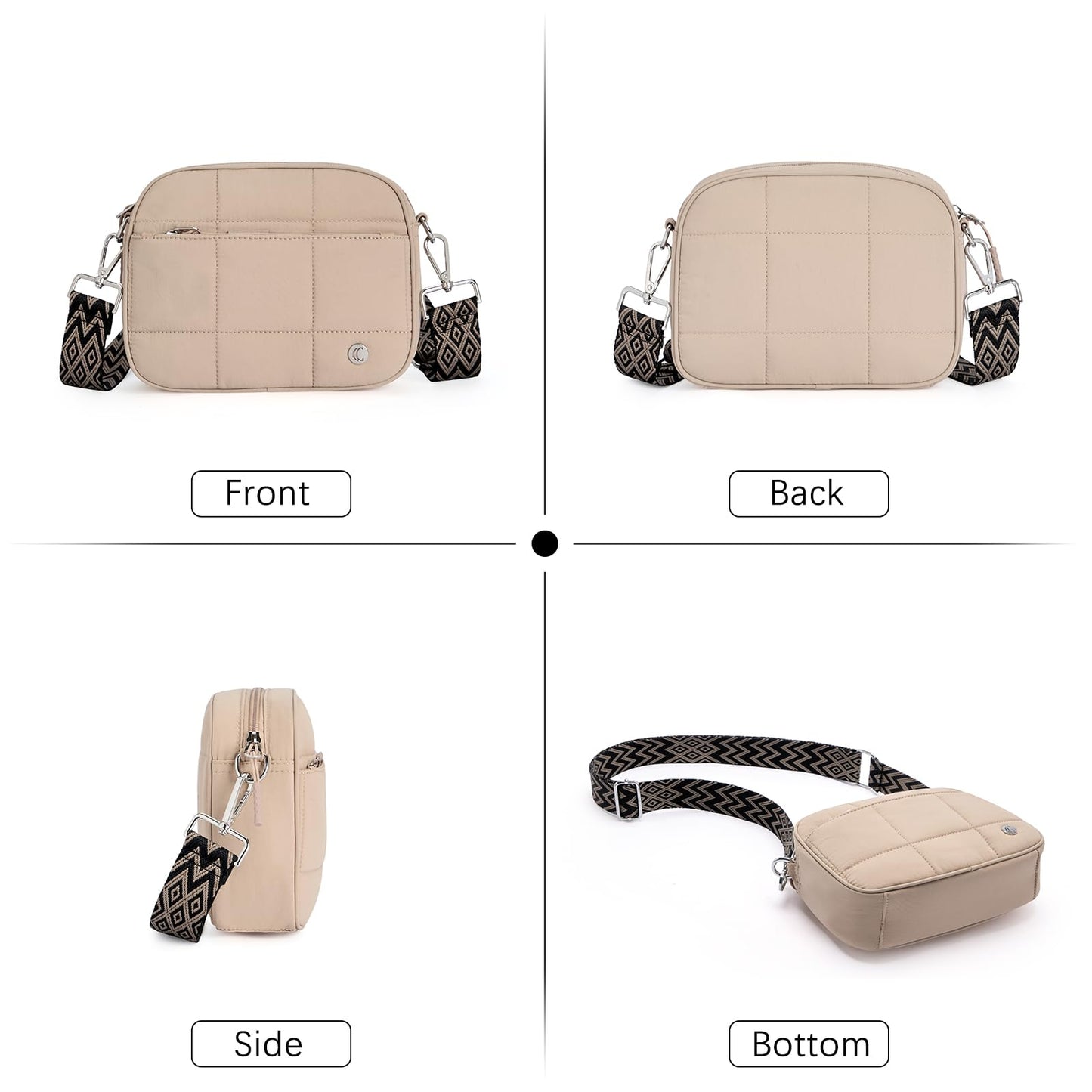 CLUCI Quilted Crossbody Bags for Women Lightweight Puffer Shoulder Bag Travel Purses with Wide Strap