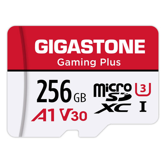 GIGASTONE 256GB Micro SD Card, Gaming Plus, MicroSDXC Memory Card for Nintendo-Switch 1, Steam Deck, Dash Cam, Security Camera, 4K Video Recording, UHS-I A1 U3 V30 C10, up to 100MB/s, with Adapter