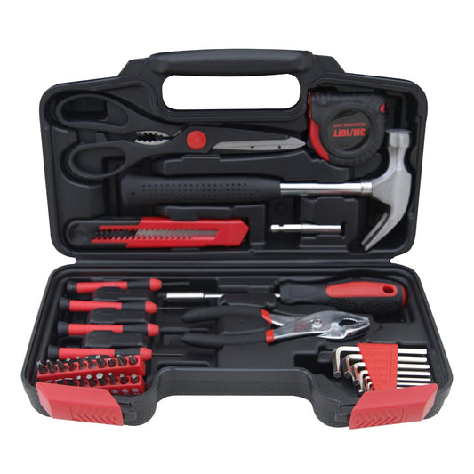 39-Piece Household Tools Kit Essential Home Repair Set with Plastic Toolbox Ideal for College Students, Home Use & More