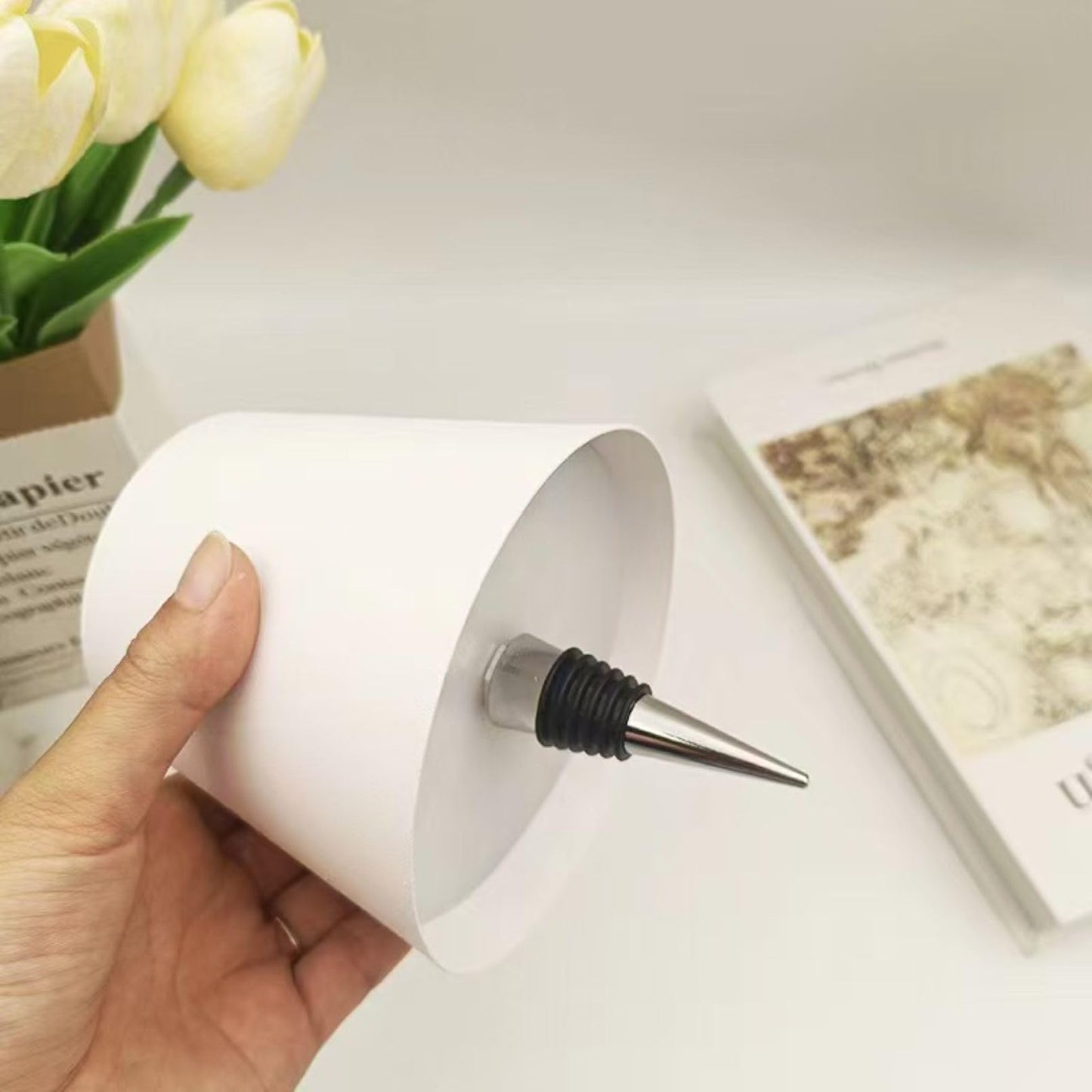 wioilyoy Wireless Bottle Light, New LED Wine Bottle lamp 2024 Rechargeable Bottle lamp, 3 Color Stepless Dimmable Light for Bedroom, Dining Room & Bar（White）