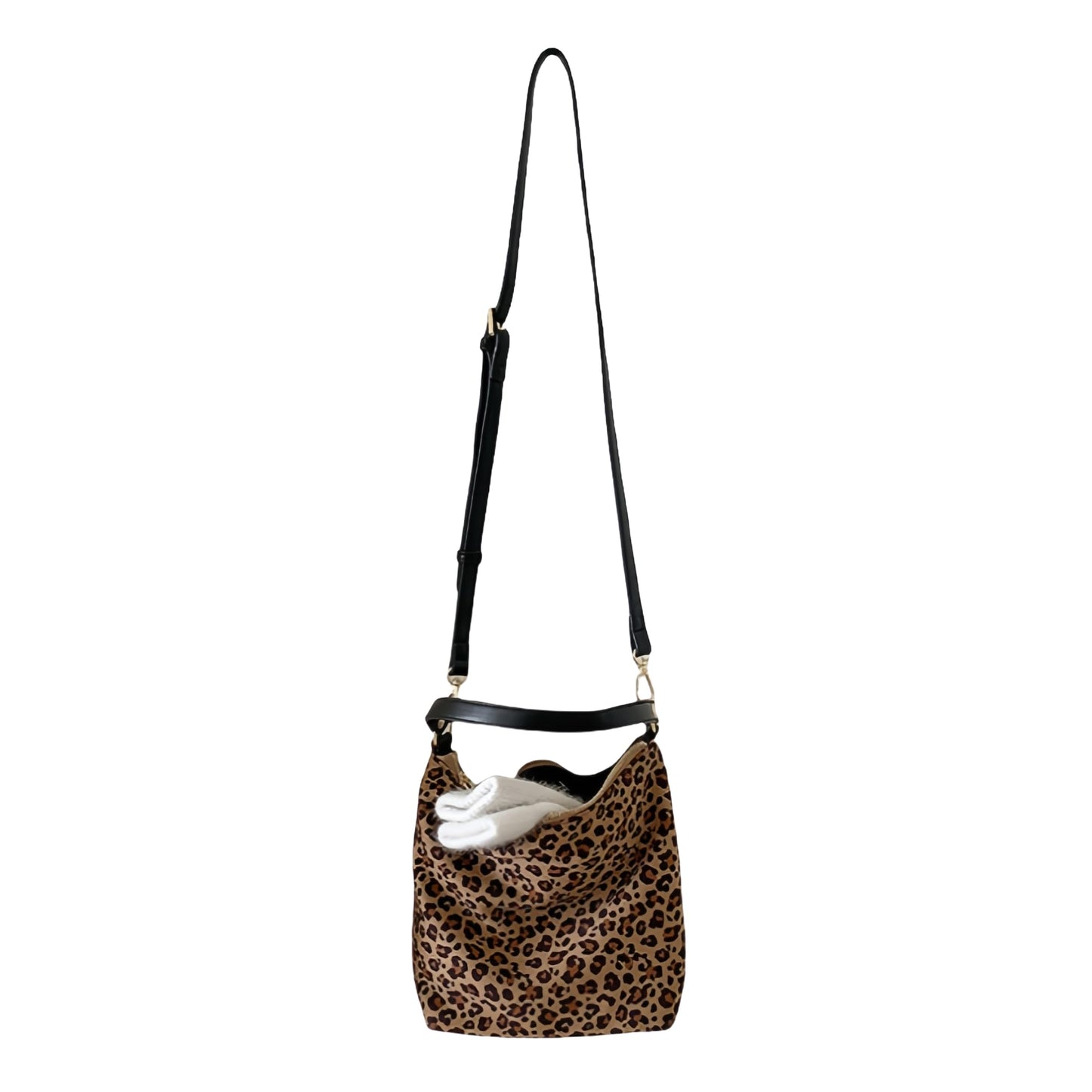 buyborgood Women's Suede Top Handle Crossbody Bag Leopard Print Purse Animal Small Handbag (Brown Cheetah)