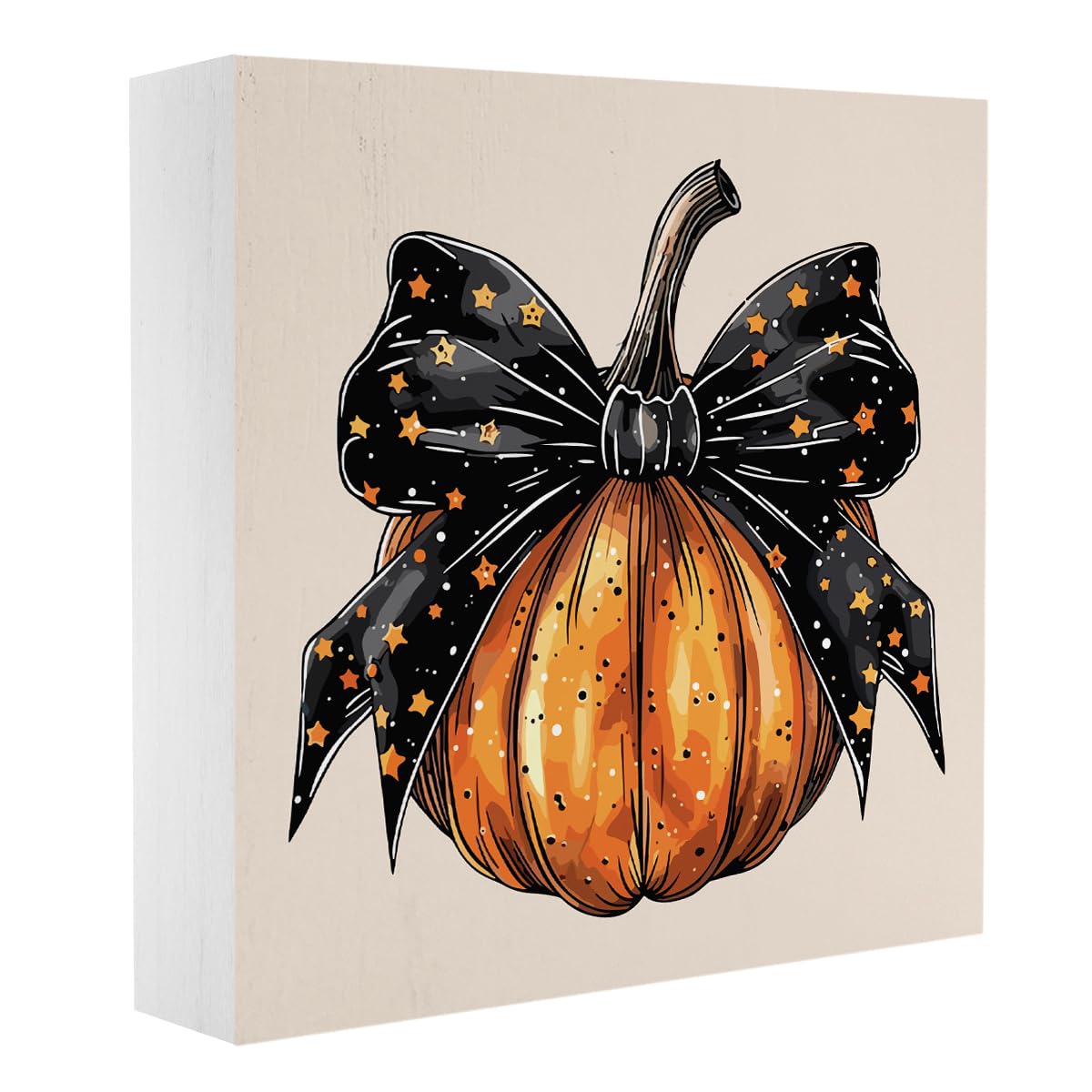 Halloween Fall Decor Cute Fall Decorations for Home Office Spooky Vibes Autumn Pumpkin Decor Funny Autumn Decorations for Desk Table 5 x 5 inches