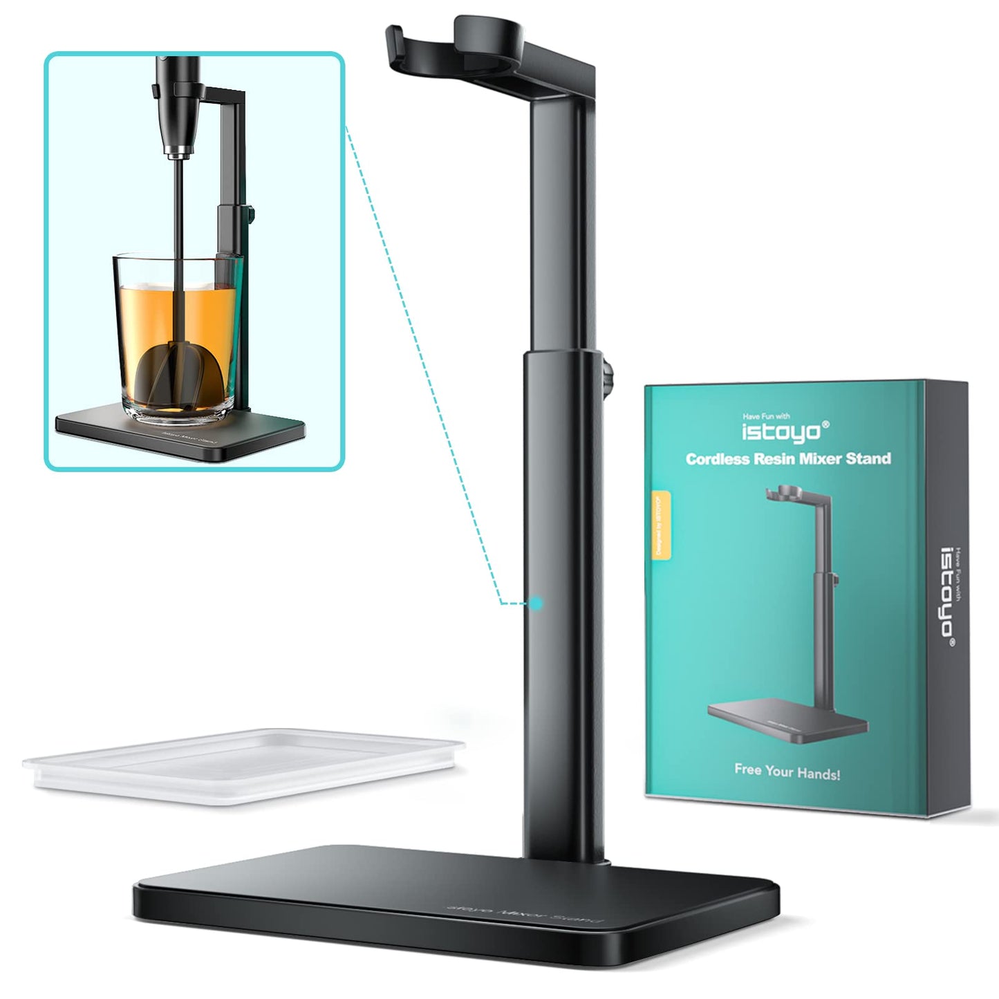 ISTOYO Rechargeable Resin Mixer, Epoxy Mixer for Saving Your Wrist, Epoxy Resin Mixer for Resin Molds, Resin Supplies, Silicone Molds Mixing, DIY Crafts (Included 4 pcs Paddles)