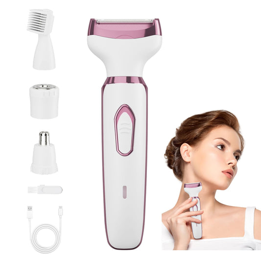 RUIM Electric Razor for Women, 4-in-1 Bikini Trimmer, Waterproof Electric Shaver for Women, Rechargeable Painless Pubic Hair Trimmer