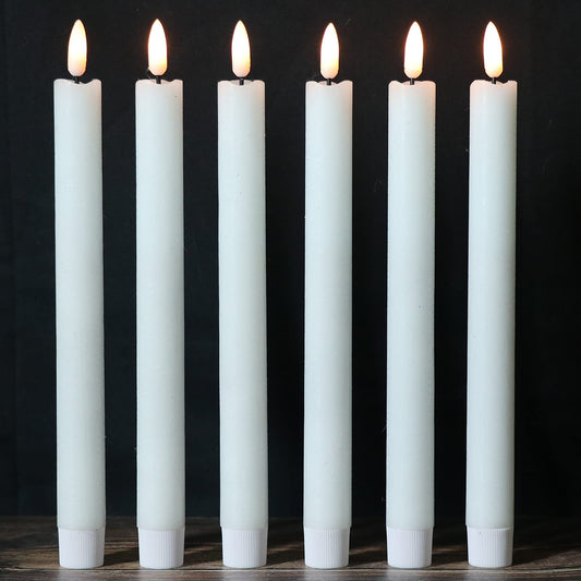 Wondise White Flameless Taper Candles with Timer, 6 Pack Battery Operated LED Flickering Real Wax Candle for Christmas Thanksgiving Wedding Decorations