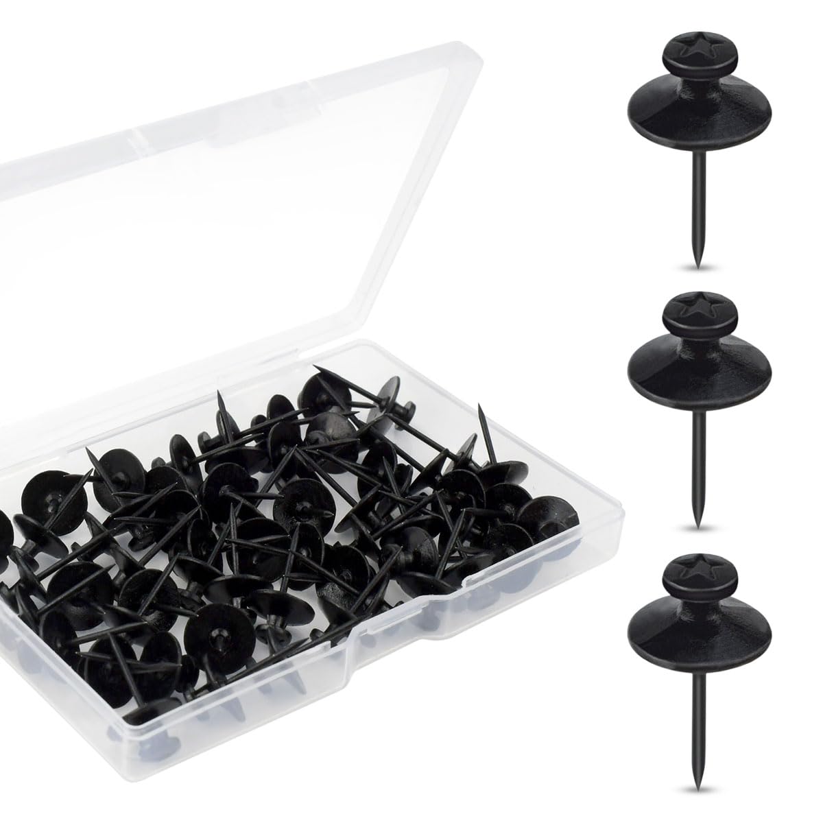 30 Pieces Double Headed Picture Hangers Nails Picture Hanging Tacks for Wall Decorative Small Nails Pins for Photo Push Pins Thumb Tack Hanging Hook Pins for Home & Office Decorations (Black)