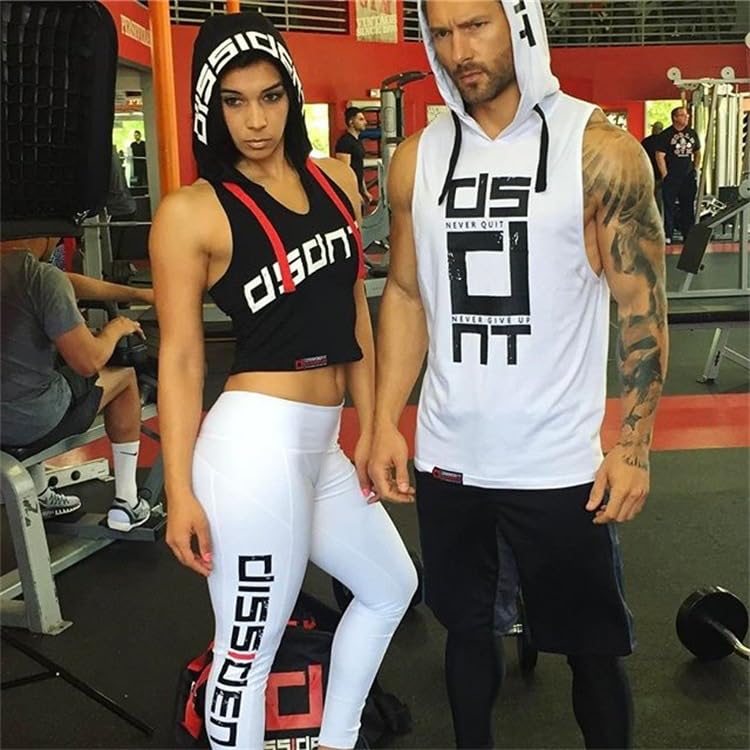 Lingt Chic Men's Sports Fitness Vest for Outdoor Running and Training, Sleeveless Hooded Loose Fit Tank Top