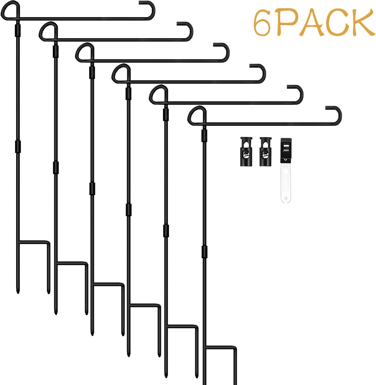 Garden Flag Holder Stand 6 Pack Garden Flag Pole for 13.5" Width 12 x 18 Inches Flags with Anti-Wind Clip for Outdoor Garden Yard Lawn