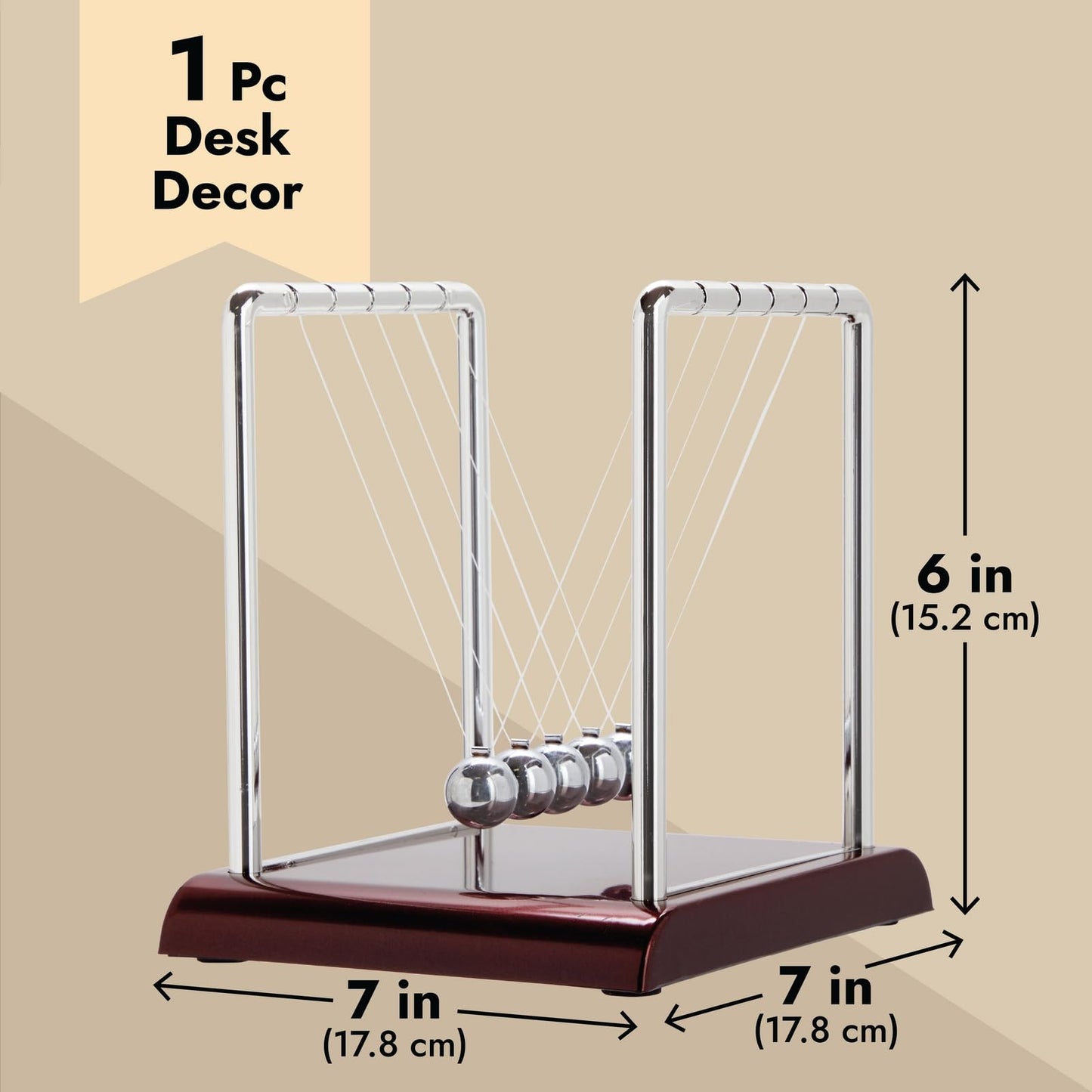 Newton's Cradle Balance Pendulum, Physics Learning Desk Toy, Swinging Kinetic Balls for Home, Office Decoration, Stress Relief, Fun Science Fidget Accessories (7x6x7 in)