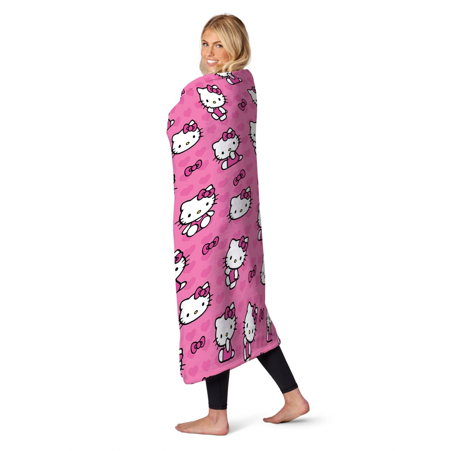 Northwest Hello Kitty Silk Touch Throw Blanket, Soft, Cozy, 50 x 70 Inches, I Love Pink Design