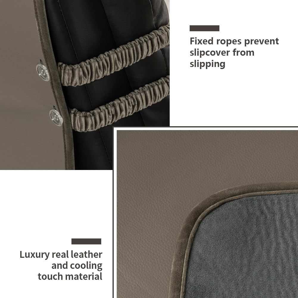 STONECREST Cooling Recliner Chair Cover - Real Leather Face Recliner Slipcover Stay in Place (Taupe, Recliner 23" Regular)