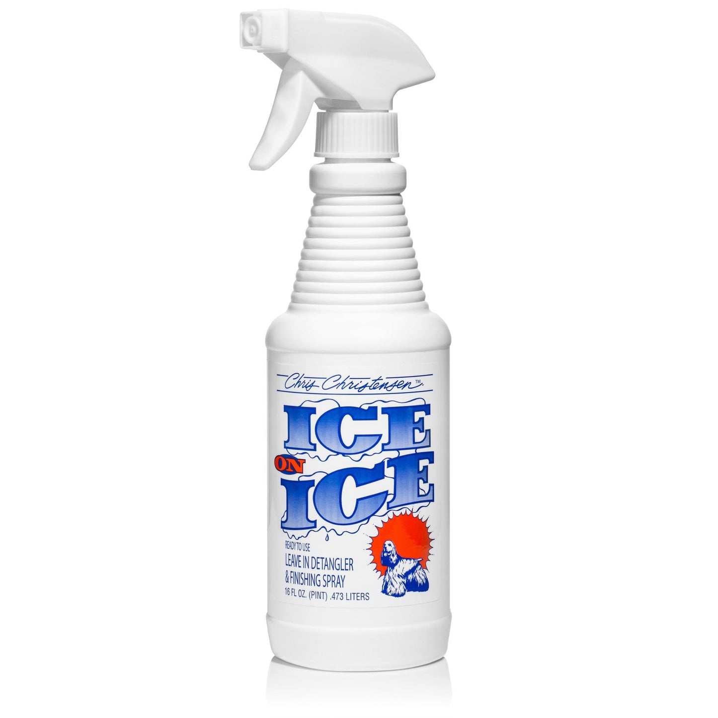 Chris Christensen Ice on Ice Detangler and Finishing Dog Spray, Groom Like a Professional, Ready to Use, Helps Brush/Comb Glide Through Coat, Conditions, No Residue, All Coat Types, Made in USA, 16 oz