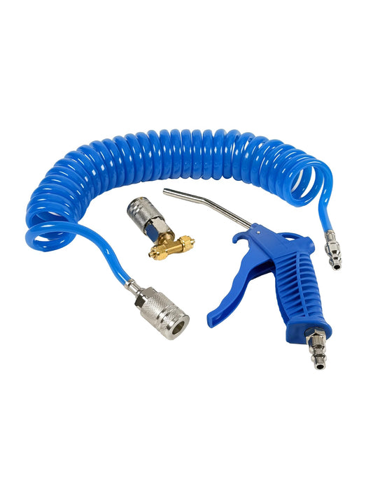 KREFINISH Air Blow Gun kit with Air Blow Gun 16ft(5 Meter) Long PU Air Hose Heavy Duty Cleaning with Long Nozzle Air Duster Blow Gun Kit for Air Compressor