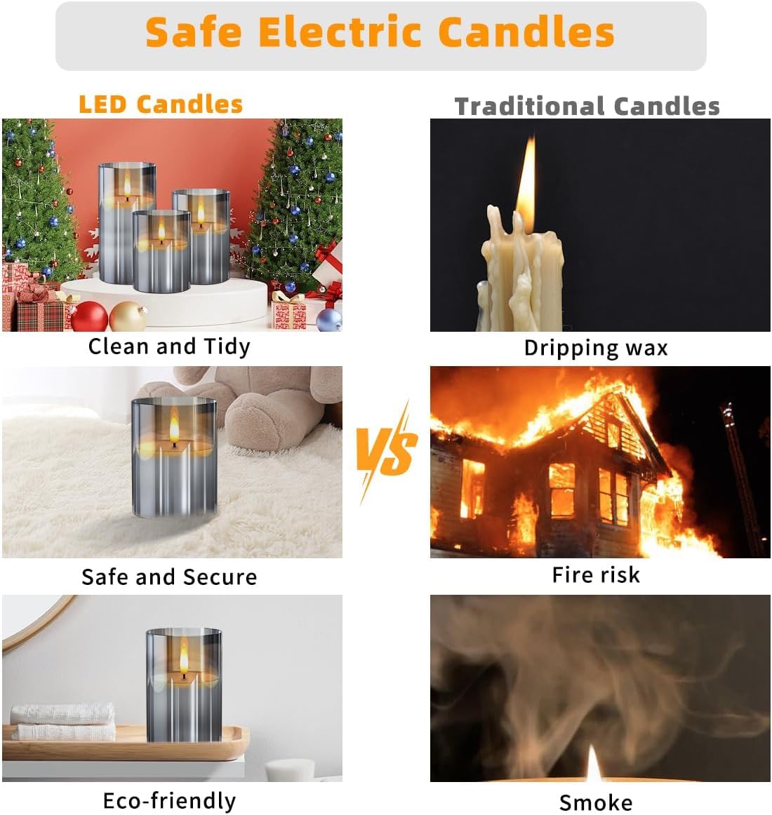 Gray Glass Flameless Candles Flickering with Remote, Timer, Battery Operated Moving Wick Realistic Warm Light Real Wax LED Candles for Party, Wedding, Festival Tabletop Decoration - Set of 3