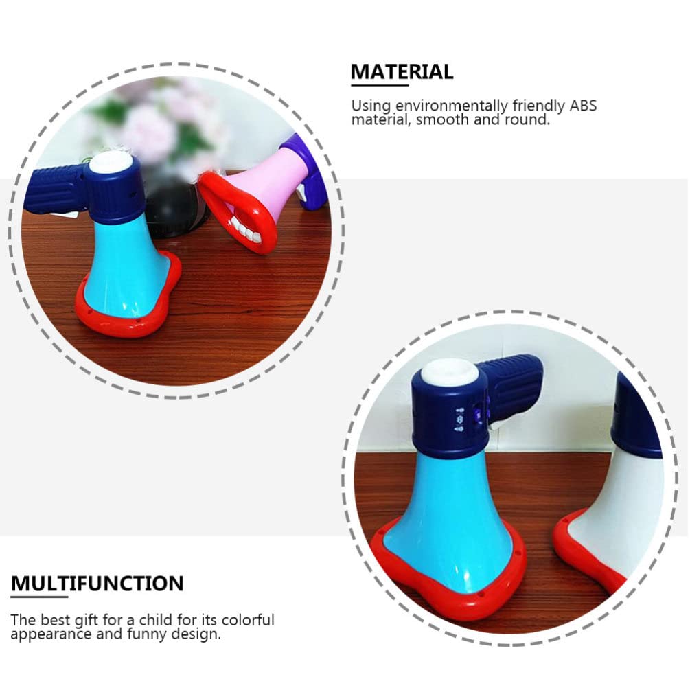 Toyvian Bull Horn Loud Speaker Kids Voice Changer Toy Megaphone Function Toys Mini Electric Hand- held Speaker with Recording Microphone for Toddlers Childrens (Blue) Megaphone Speaker Voice