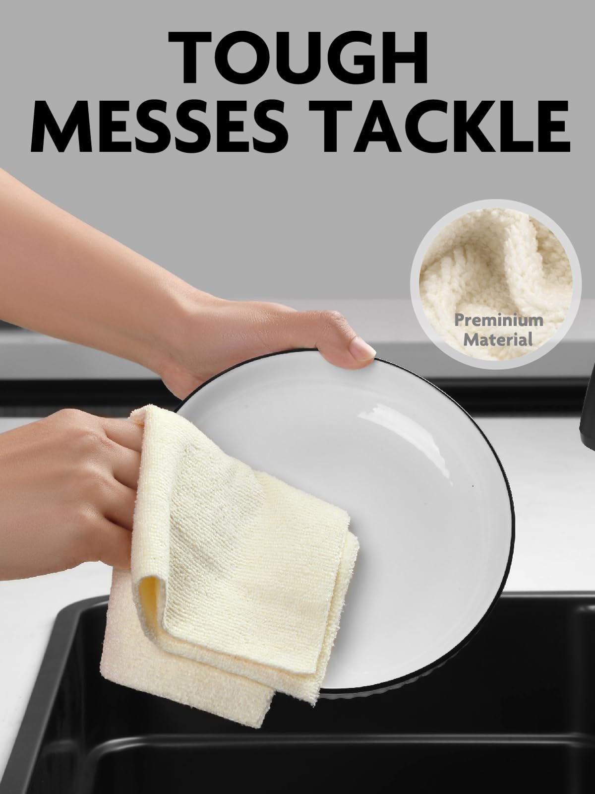 Fantasticlean Tear Away Dish Cloth - 40 Sheets - 10'' by 10'', Reusable Washable Kitchen Towel Rolls, Super Absorbent and Thick Microfiber Cleaning Cloths (2 Rolls of Beige and MossGreen)